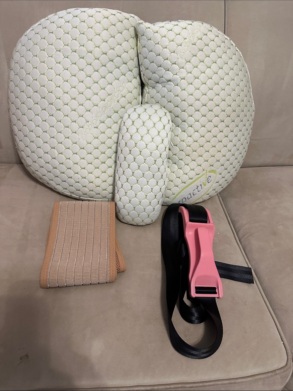 3 piece maternity support bundle pregnancy pillow+belly band+ car seatbelt  adju